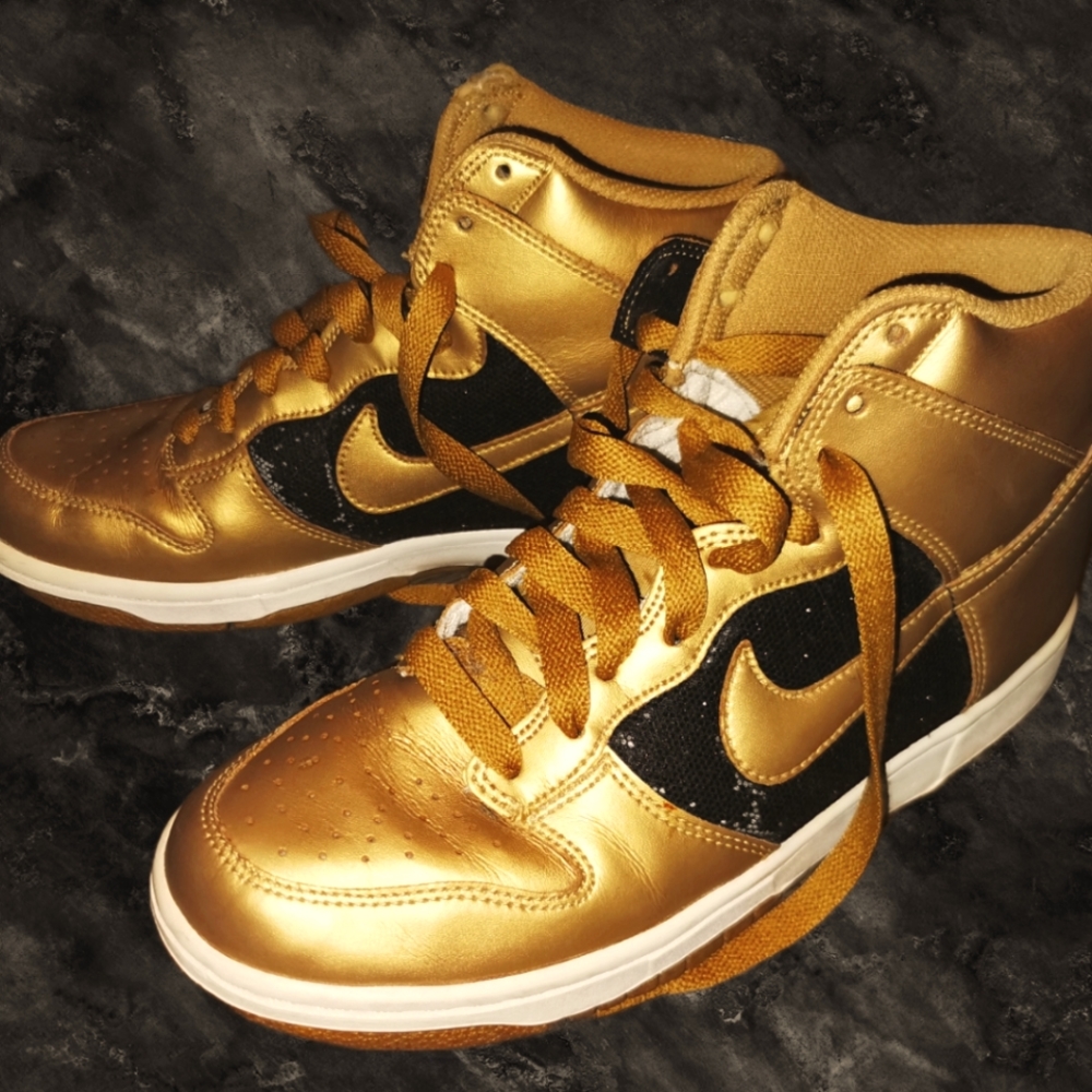 NIKE HIGH DUNKS gold/black sparkle